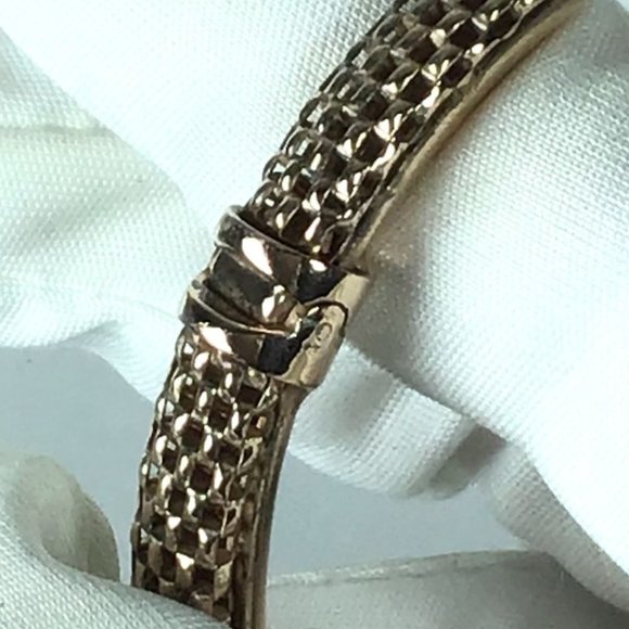 Textured Rose Gold Over Sterling Silver Italian Mesh Bangle Bracelet - Picture 3 of 6
